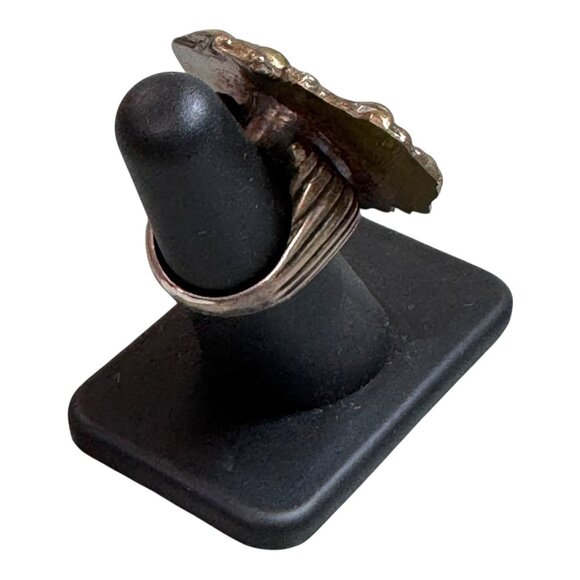 Antique  Art Nouveau Sterling Silver Womans Face Floral Flowers Statement Ring 6 - Picture 7 of 12